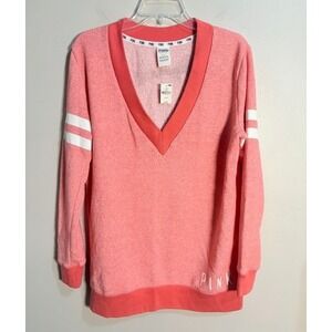 PINK Victoria's Secret Coral Heather V Neck Sweatshirt Pullover Size Small NWT